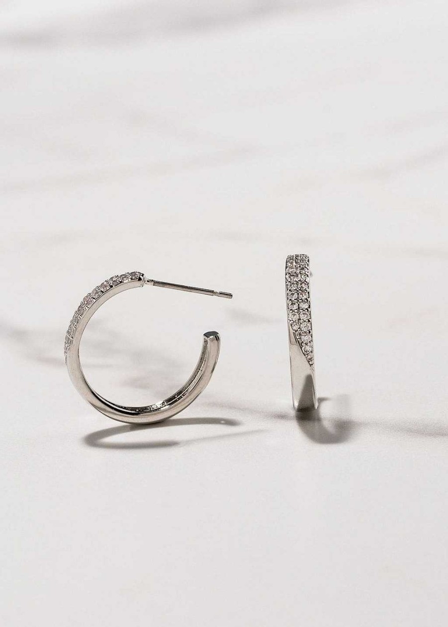 Accessories Marilyn Shiff Jewelry | Cz Hoop Stud Silver